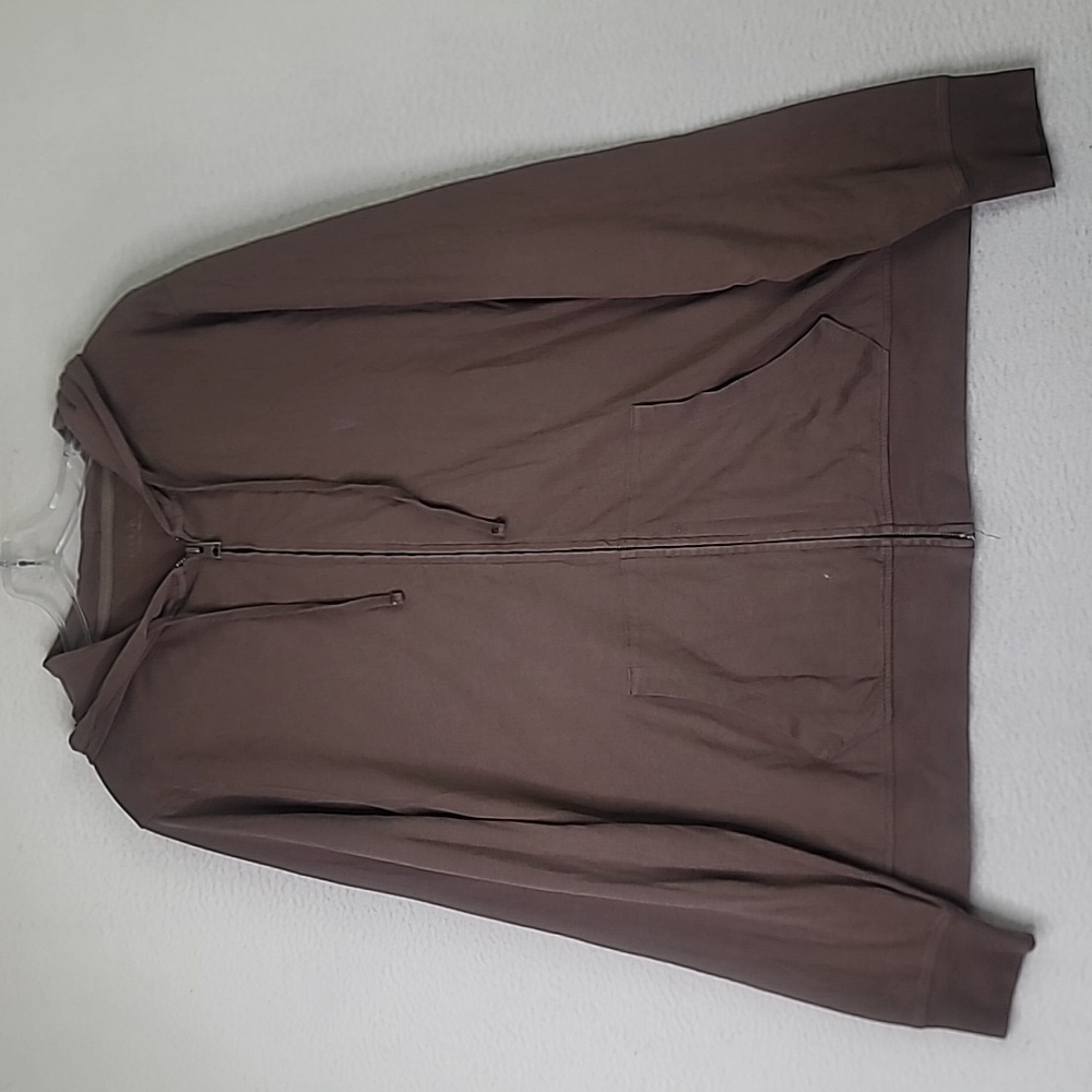 Men's All Saints Brace Full Zip Brushed Cotton Hoodie Brown 100% Cotton XL Tall